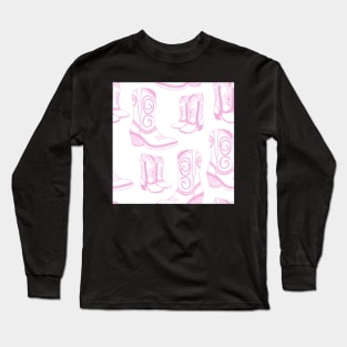 Pink and white cowboy boots Long Sleeve T-Shirt